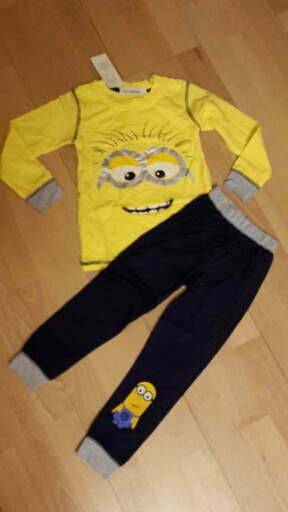 2015 New Baby Boys Despicable Me Cotton Minion Clothing Sets 2pcs Kids Long sleeve T shirt and Pants Children Clothes