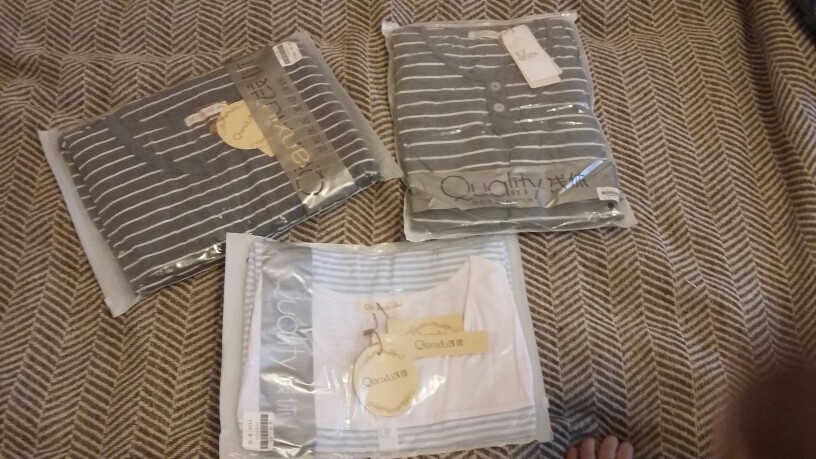 Qianxiu Pajamas  Modal Sleepwear O-neck Casual Stripe Lounge Wear Plus size Pajamas Set