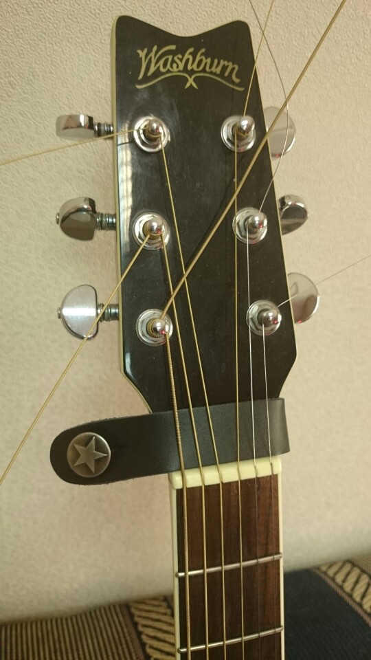 Genuine Leather Guitar Strap Button Holder for Acoustic, with Strong Metal Fastener, Fits Above Neck on Headstock