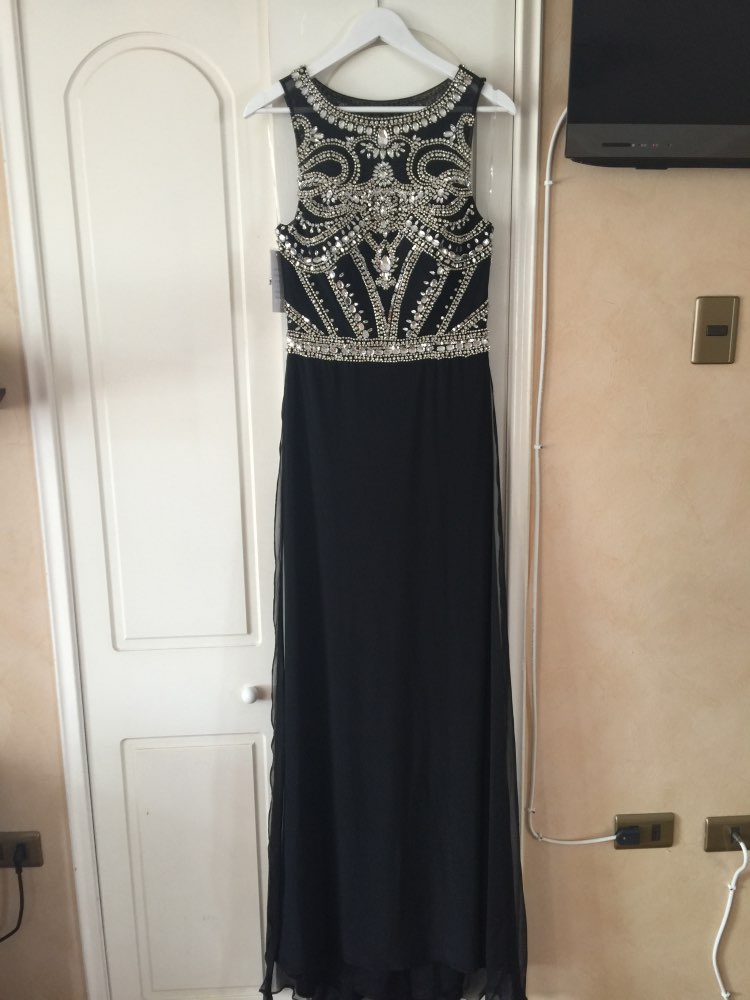 Real Photo Nude Color Tulle Jersey Chiffon See Through Back Beading Handwork Evening Dresses OL102345