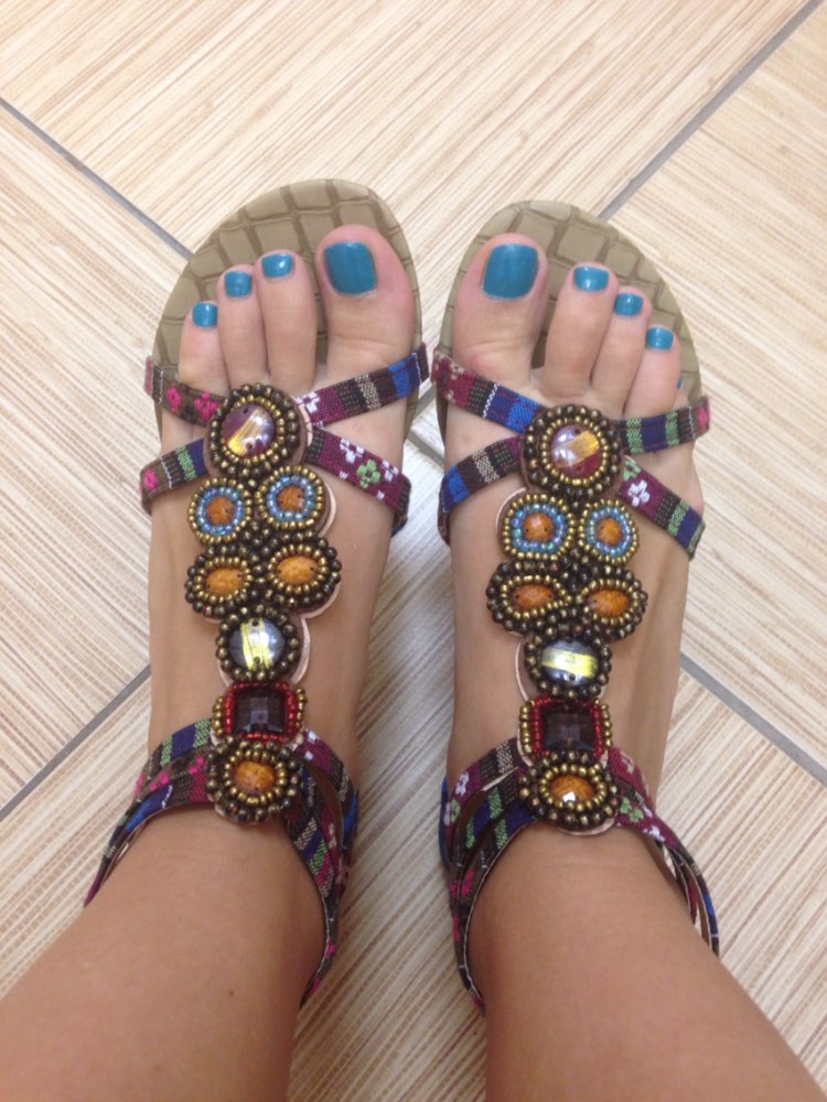 Black Friday 2016 New Roman Summer Flat Sandals Plus Size 41 Beaded Gemstone Women Bohemian Shoes 34-41 Sapatos Femininos