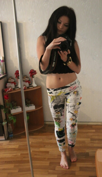 New Women American Flag Sunflower Stripes Star Print Thin Leggings Pants