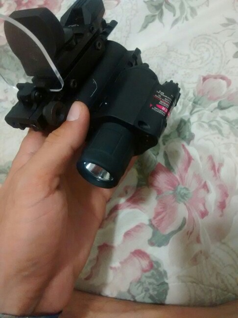 2in1 Tactical CREE LED Flashlight/LIGHT+Red Laser/Sight Combo for Shotgun Glock 17 19 22 20 23 31 37