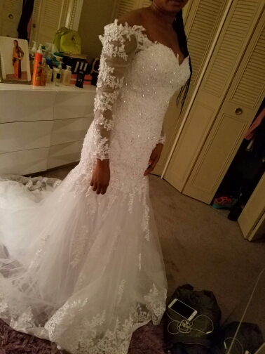 Vestido De Novia Mermaid Wedding Dresses Court Train Long Sleeve Customized Cheap Brides Dress Long Lace Bridal Gown BE1415