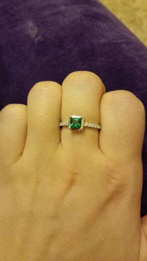 JewelryPalace Square 0.5ct Created Green Nano Russian Emerald Solitaire Ring 925 Sterling Silver Solitaire Engagement Ring Gift