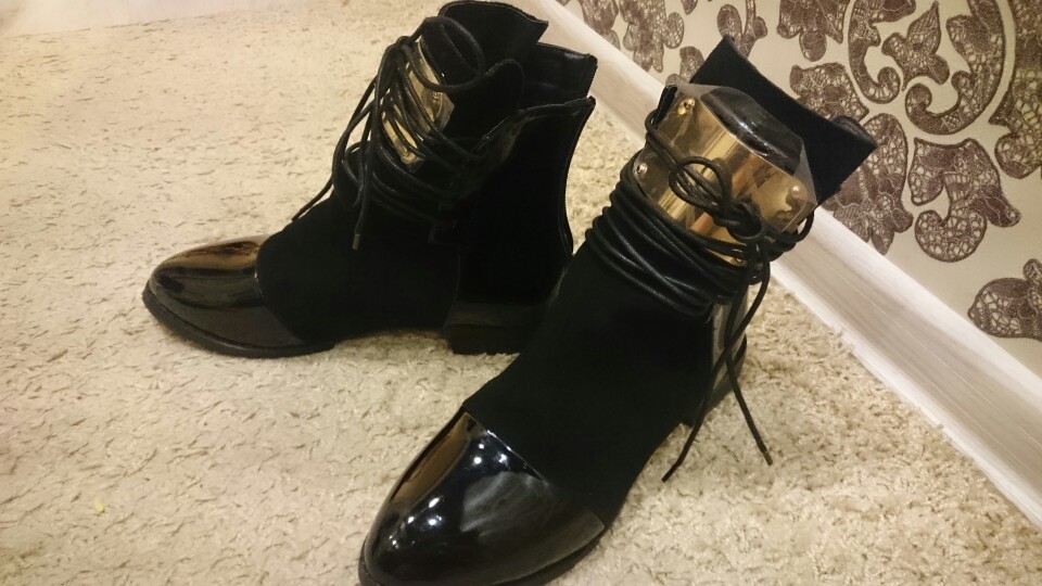 35-43 Women Boots Genuine Leather Flat Martin Ankle Boots Womens Motorcycle Boots Autumn Shoes Women Winter Patent leather Botas