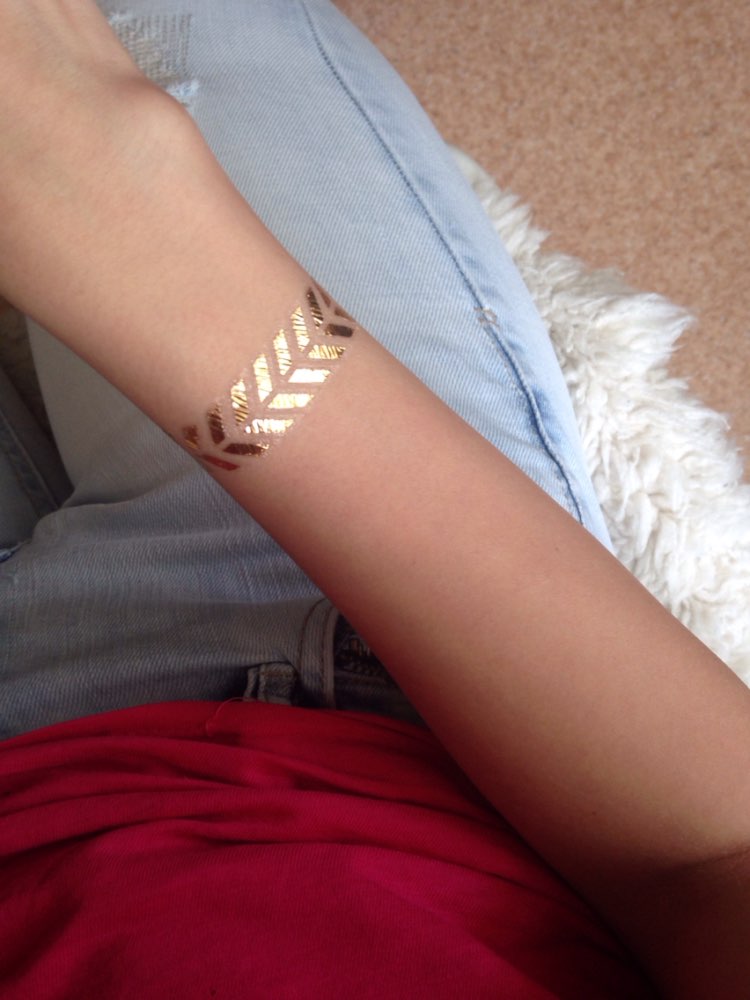 Women Choker Bracelet Metallic Leaf Tattoo Temporary Tattoo Sex Product Flash Tatouage Metalic Silver Gold Tattoos Body Art