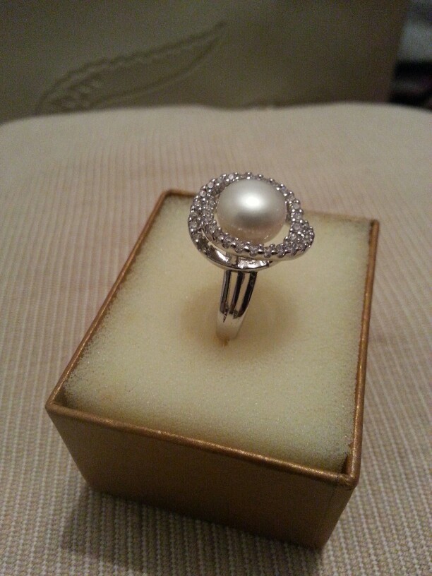 SNH Natural  freshwater pearl ring design real Genuine cultured pearl ring jewelry 925 sterling silver pearl rings