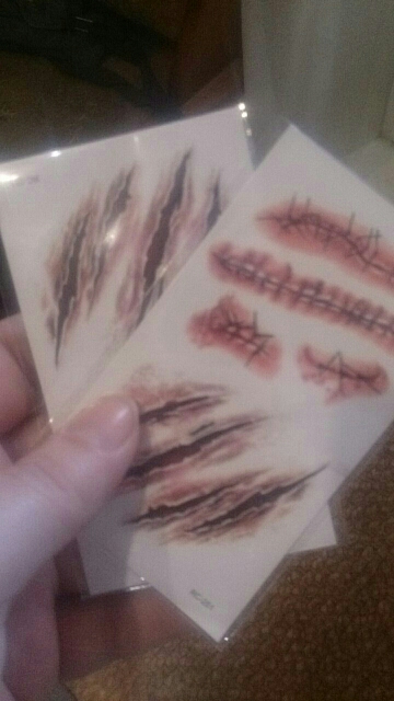 RC2251 New 2015 Waterproof Temporary Tattoo Sticker Halloween Terror Wound Realistic Blood Injury Scar Fake Tattoo Sticker