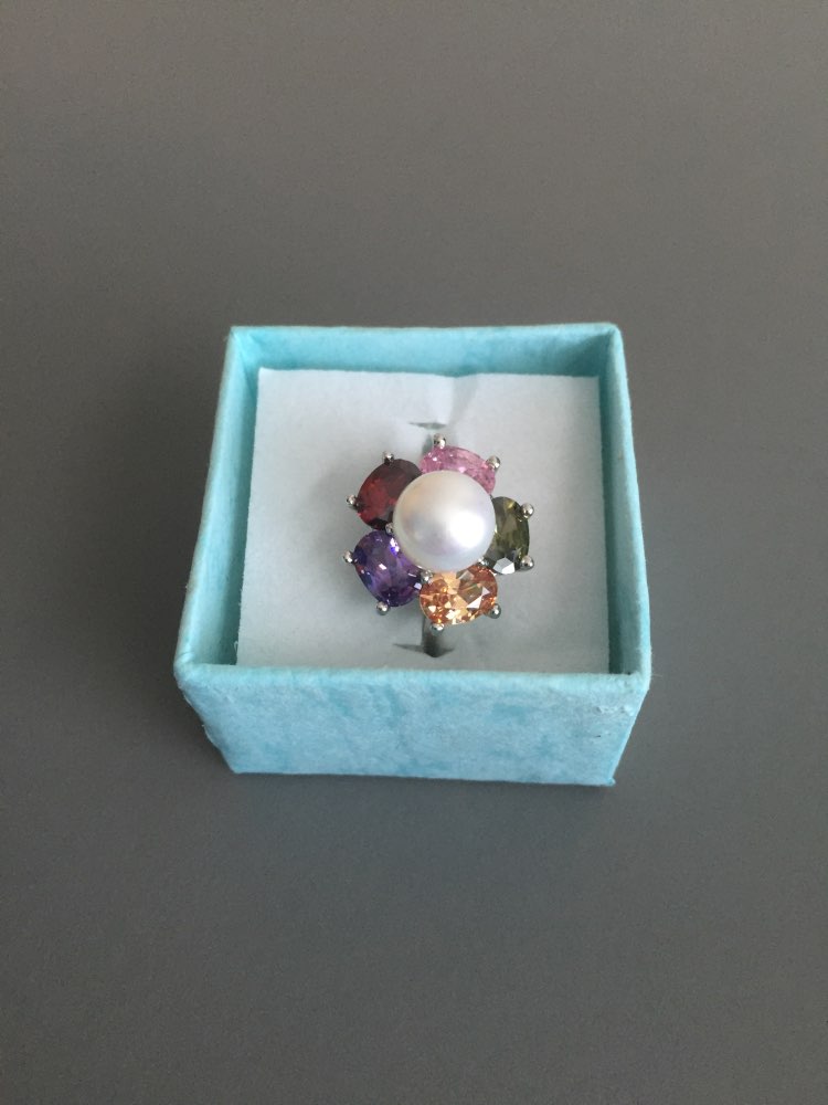 FENASY New Colorful Flower Wedding Rings 925 Sterling Silver Jewelry Natural ruby jewelry Big Pearl Adjustable Rings For Women