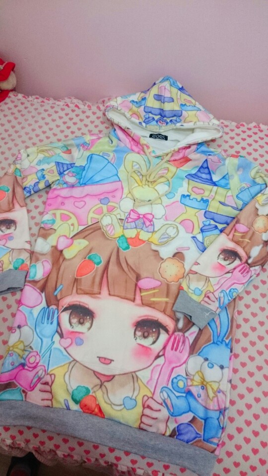2016 new Autumn Lolita Hoodies Women Cute Hot Japan Students/Young Kawaii Pullovers Japanese Girl HARAJUKU Long style Sweatshirt