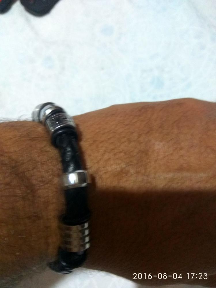 185mm 200mm 215mm Fashion Stainless Steel Men Bracelet Genuine Leather Bracelets & Bangles Man Jewelry (JewelOra BA101174)
