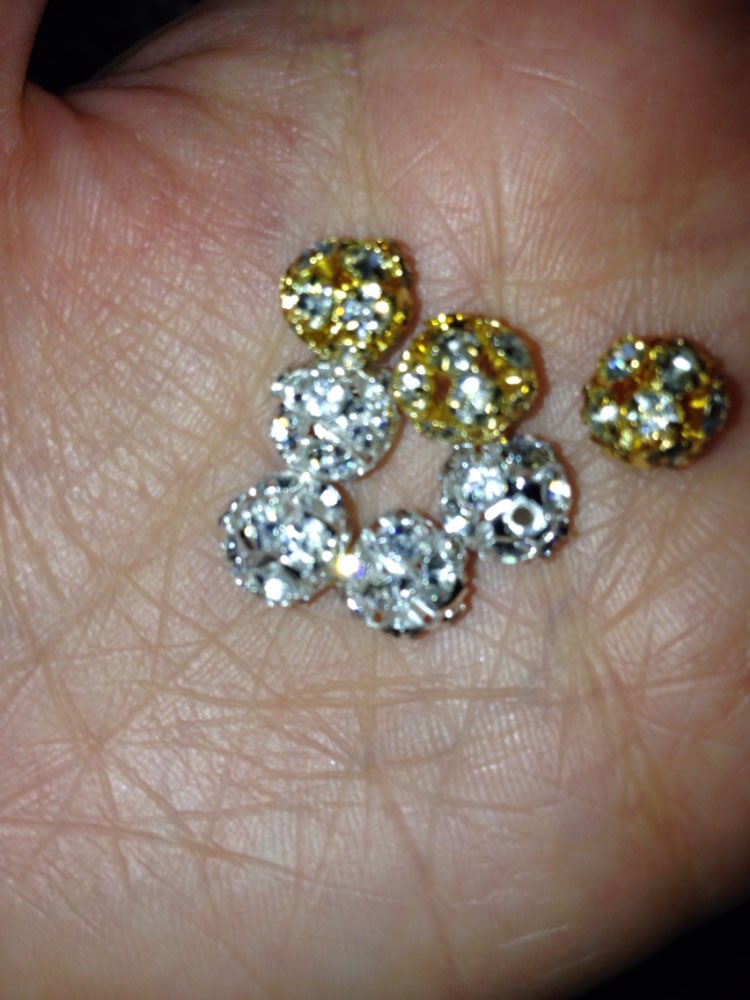 30pcs/lot  6mm/8mm/10mm Gold/Silver Round Pave Disco Ball Beads Rhinestone Crystal Spacer Beads for DIY Jewelry Findings F2419
