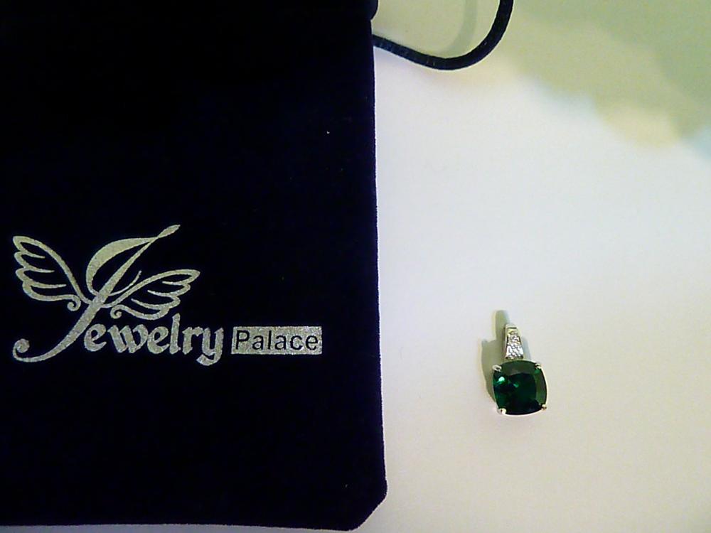 JewelryPalace Nano Russian Emerald Engagement Wedding Pendant Solid 925 Sterling Silver Women Jewelry Square Cut Fashion Design
