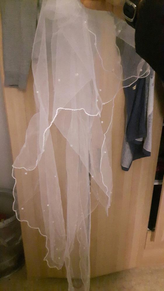Pearl Beads Bridal Veil Wedding Accessories One Layer 1.5 M Length Vintage Bride Veil Without Comb Cathedral Dress Veils
