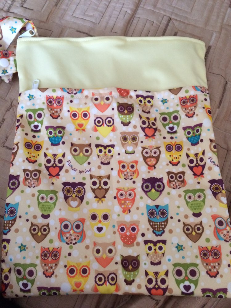 [simfamily]1PC Reusable Waterproof Printed PUL Diaper Wet Bag Double Pocket,Cloth Handle,28x36CM Wholesale Selling
