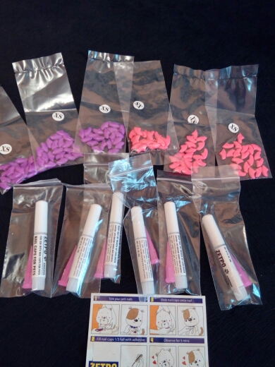 120pcs - Soft Nail Caps for Cats + 6x Adhesive Glue + 6x Applicator /* XS, S, M, L, paw, claw, cover, lot, cat */