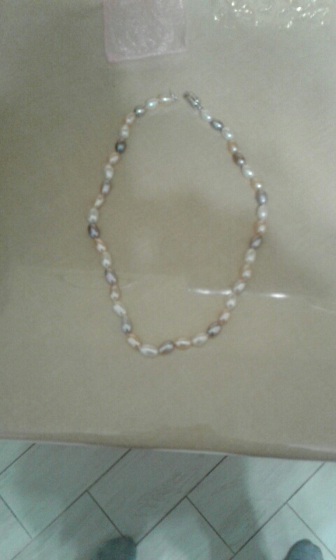 SNH Natural Freshwater Pearl Necklace Mixed Color Real Pearl Necklace with Sterling Silver Clasp