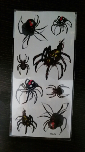 Temporary 3D Tattoo Body Art, Sexy Black Spider Designs, 25 Style Flash Tattoo Sticker Keep 3-5 days Tatoo Sex Products 19*9cm