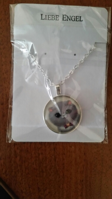 LIEBE ENGEL Cute Cat Silver Color Jewelry Classic Glass Cabochon Statement Necklace&Pendants Fashion Collares Fine Jewelry Women