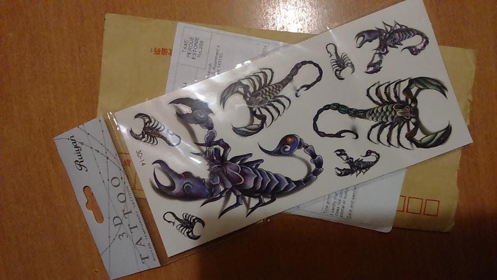 Temporary 3D Tattoo Body Art, Black Scorpion Designs, 25 Style Flash Tattoo Sticker Keep 3-5 days Tatoo Sex Products 19*9cm
