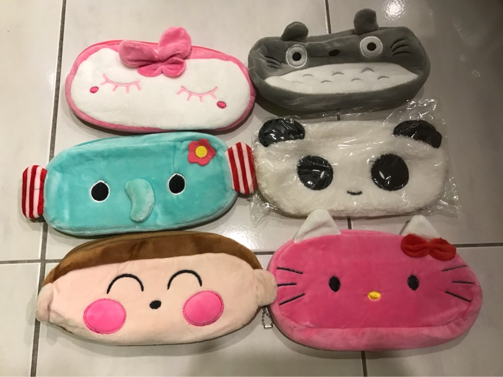 2016New Cute Cartoon Kawaii Pencil Case Plush Large Pencil Bag for Kids School Supplies Material Korean Stationery Free shipping