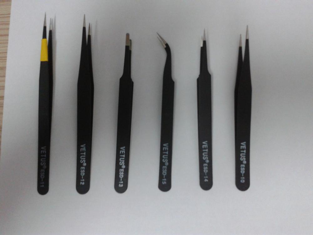 2015 NEW 6 Pcs Anti-static ESD Tweezers Set Straight Curved Electronic Craft Jewellery