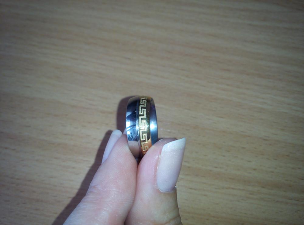 Brand Luxury large 8mm silve gold Plated two Tone Wedding Band Rings greek key anniversary couple Rings for men women