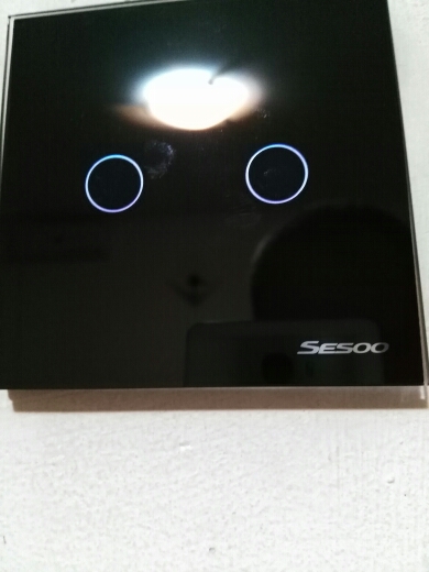 EU/UK Standard SESOO Touch Switch 2 Gang 1 Way,Crystal Glass Switch Panel,Single FireWire touch sensing wall switch
