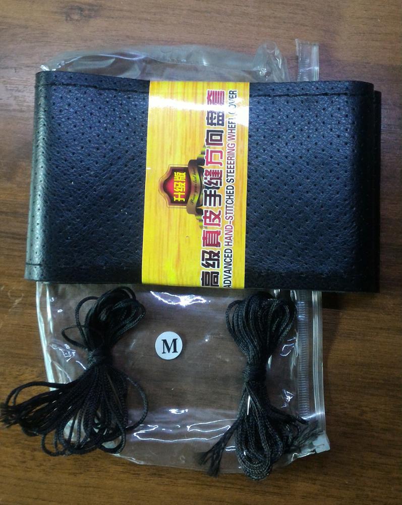 All Size 36-40cm Car Styling Genuine Leather Auto Car Steering Wheel Cover Cap  Anti-slip Car Decoration With Needles and Thread