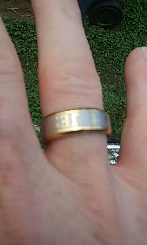 High quality large size 8mm 316 Titanium Steel 18K silver gold plated jesus cross Letter bible wedding band ring men women