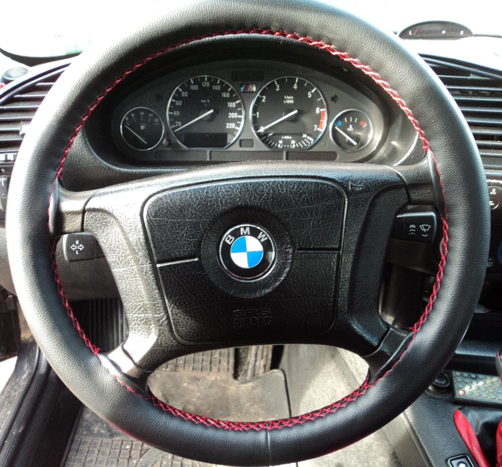 SUNMIX 36cm, 38cm, 40cm smooth surface steering wheel cover soft Super fiber leather steering wheel DIY classic steering cover