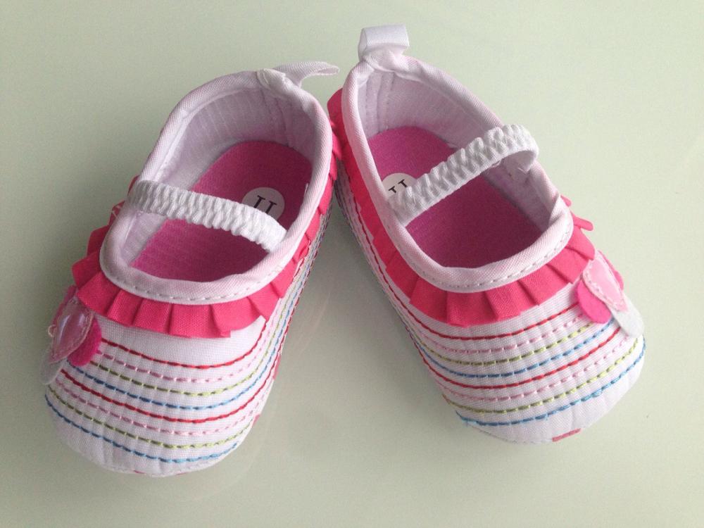 0-12M Sweet Newborn Baby Girls Flower Ruffled Shoes Toddler Soft Bottom Kids Crib First Walkers