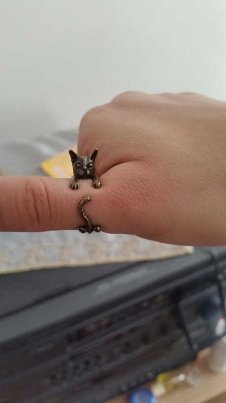 Vintage Handmade Cat Ring for Women and Girls Cute Animal Kitty Rings Christmas Fashion Party Jewelry Pet Lover Gift Accessories