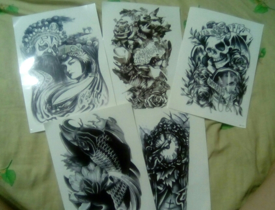 5x Styles 3D Waterproof Body Arm Sleeve Art Tattoo Sticker Handsome Tatouage Glitter Black Temporary Tattoos Tatoo For Man Women