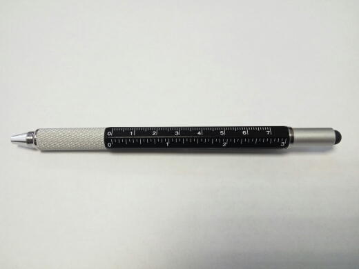 1pcs/lot New Arrival Tool Ballpoint Pen Screwdriver Ruler Spirit Level with a top and scale multifunction 6 in 1 metal pen
