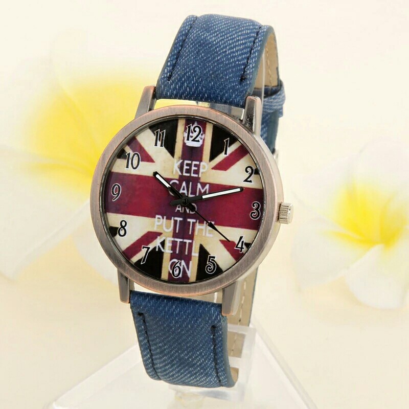 2016 watches women Quartz Analog Sports Men's Watch Unisex Denim Fabric UK Flag Wrist Watch Relogio Masculino relogio feminino