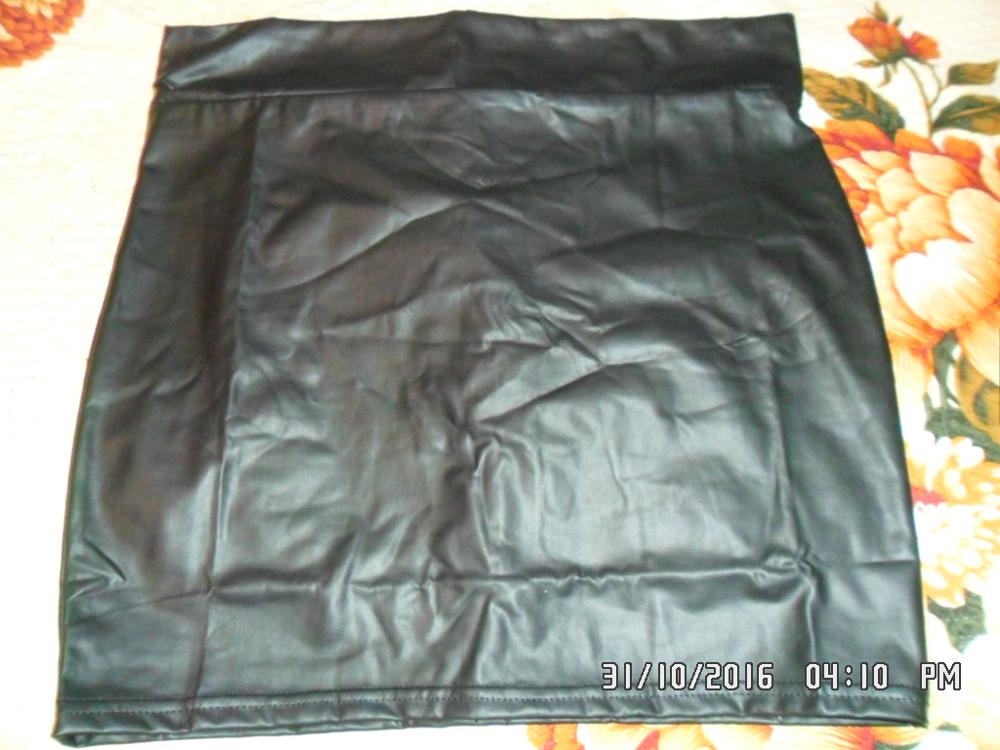 Women Sexy Bodycon Mini Skirt Faux Leather Zip High Wasit Mini Short Skirt S-3XL