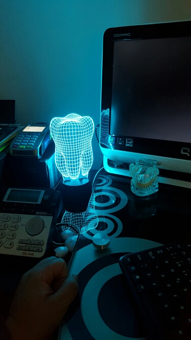 Free Shipping Tooth Shape 3D Illusion LED Table Lamp Night Light FS-2874
