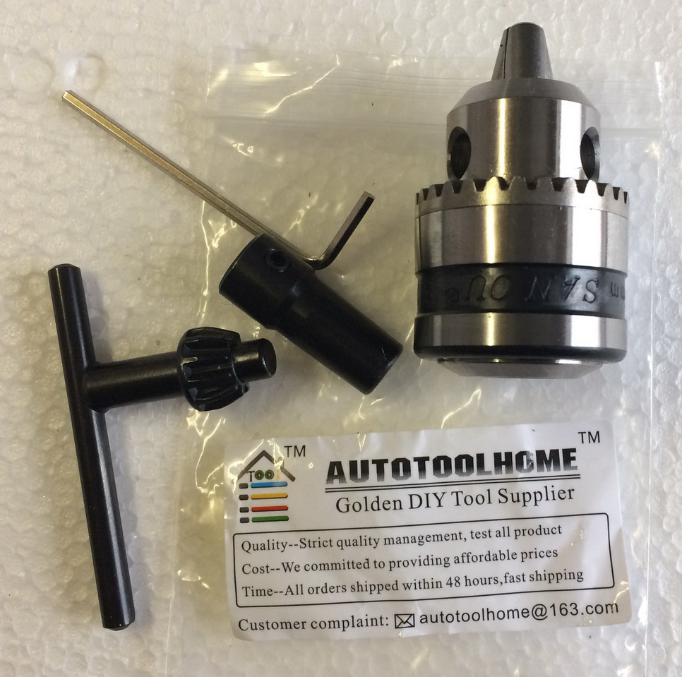 New Drill Chuck 0.6-6mm Mount B10 with 5mm Connect Rod Motor Shaft Key Wrench Power Tools Free shipping