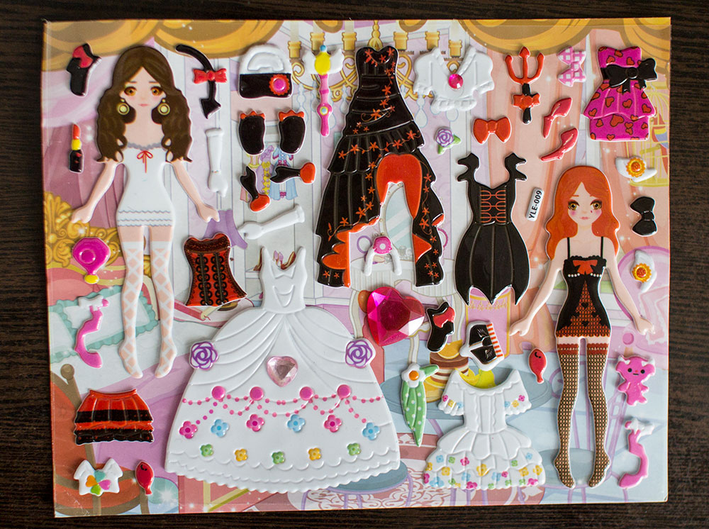 BOHS Random 1pc 3D Girls Change Clothes Dress-Up Stickers,  20cm*15.7cm