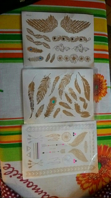 Free shopping new fashion flower body and I temporary henna tattoos metallic gold and silver bracelet stickers Flash tattoo art