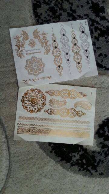 Temporary body art style of tattoos shiny gold and silver metal temporary flash disposable indians tattoo