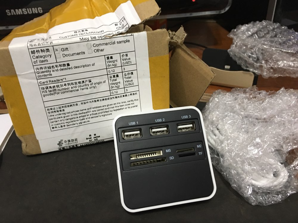 Multi 7in1 USB 2.0 Card Reader 3 USB Memory SD MS M2 TF External Adaptor Combo High Speed Adapter Flash Cardreader Splitter 90cm