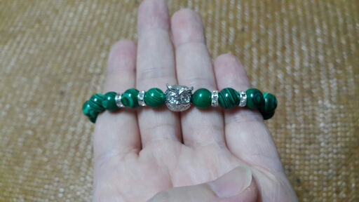 Gold Plated Roman Knight Spartan Warrior Gladiator Helmet Rhinestone Bracelet Men Malachite Stone Bead Bracelets For Men Jewelry