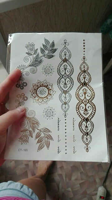 New temporary tattoo gold  flash tattoo metallic tattoo waterproof non-toxic jewelry temporary tattoos stickers