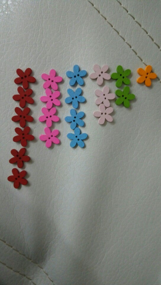 DoreenBeads Wood Sewing Button Scrapbooking Flower Mixed 2 Holes 14.0mm( 4/8")x 15.0mm( 5/8"),20 PCs 2015 new
