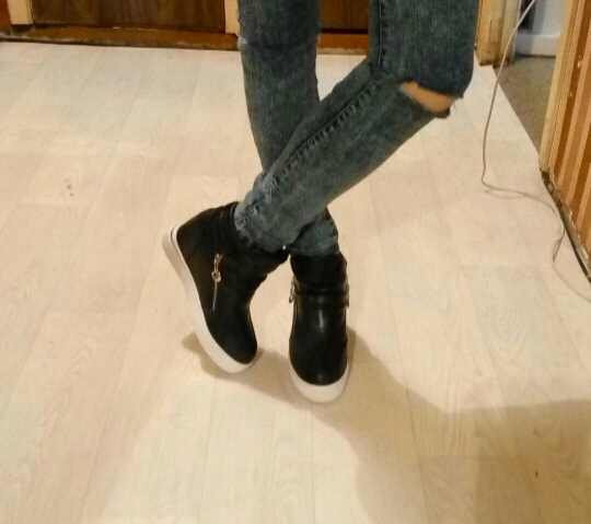 Free Shipping Shoes Woman Casual Shoes Zipper Increasing Heel Zapatos De Tacon Alto Black Shoes Casual Zapatillas Mujer 57