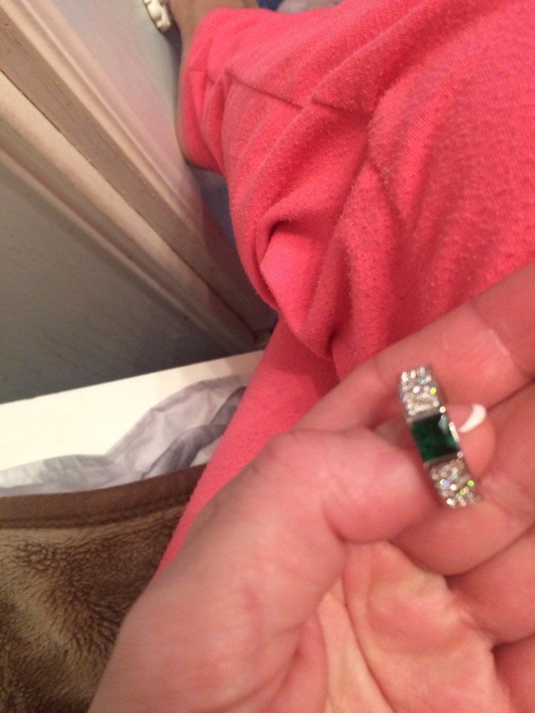 MDEAN Emerald rings for women Green white gold plated women rings CZ Diamond jewelry Engagement wedding fashion bague MSR210
