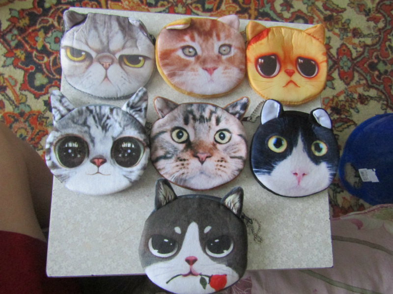 Fashion Girl Cute Animal Cartoon Face Bag Zip Coin Change Purse Case Polyester Wallet Drop Shipping